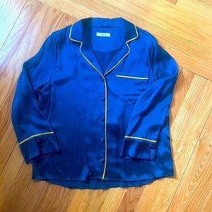 Anthropologie by Capulet 100% silk shirt with gold piping detail